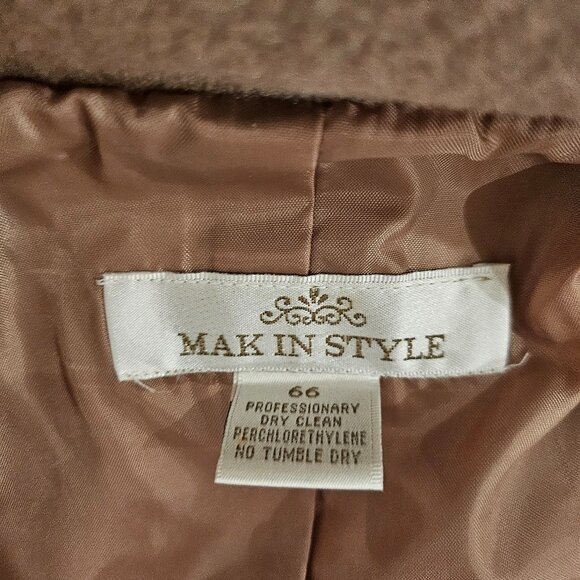 MAK IN STYLE Camel Wool Blend Double Breasted Peacoat 66 - Picture 7 of 11